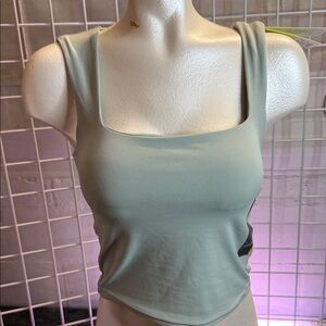 Eve Light Green Square Neck Tank Top